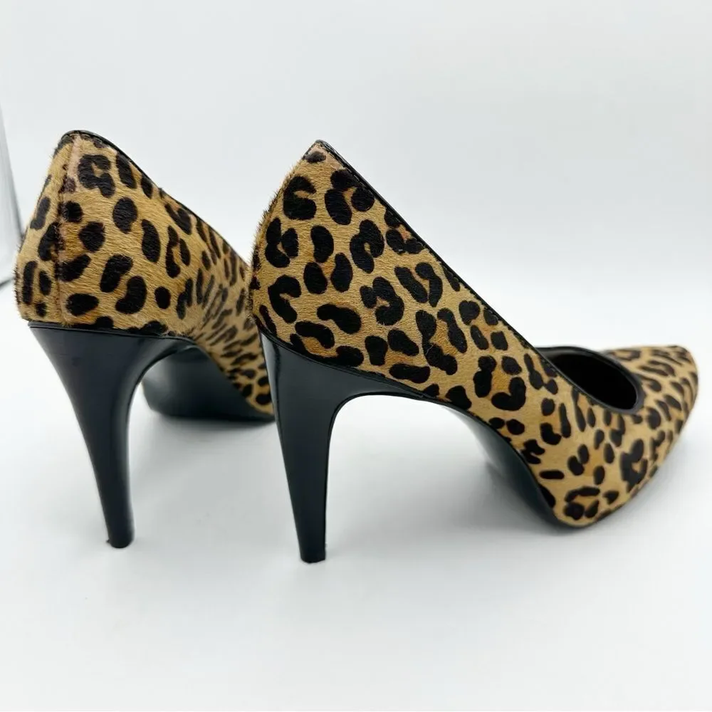 Calvin‎ Klein Retro Colette Trending Leopard Calf Hair Platform Pumps Sz 8